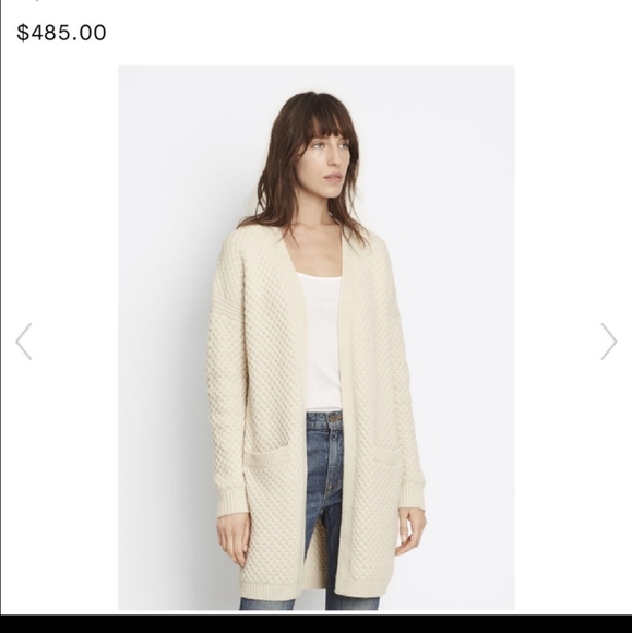 Vince. Charcoal Gray Honeycomb Yak Wool Blend Long Open Front Cardigan Sweater M - Picture 16 of 16